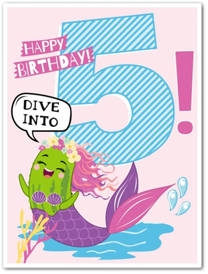 Dive Into 5 Birthday Card - Mermaid Pickle