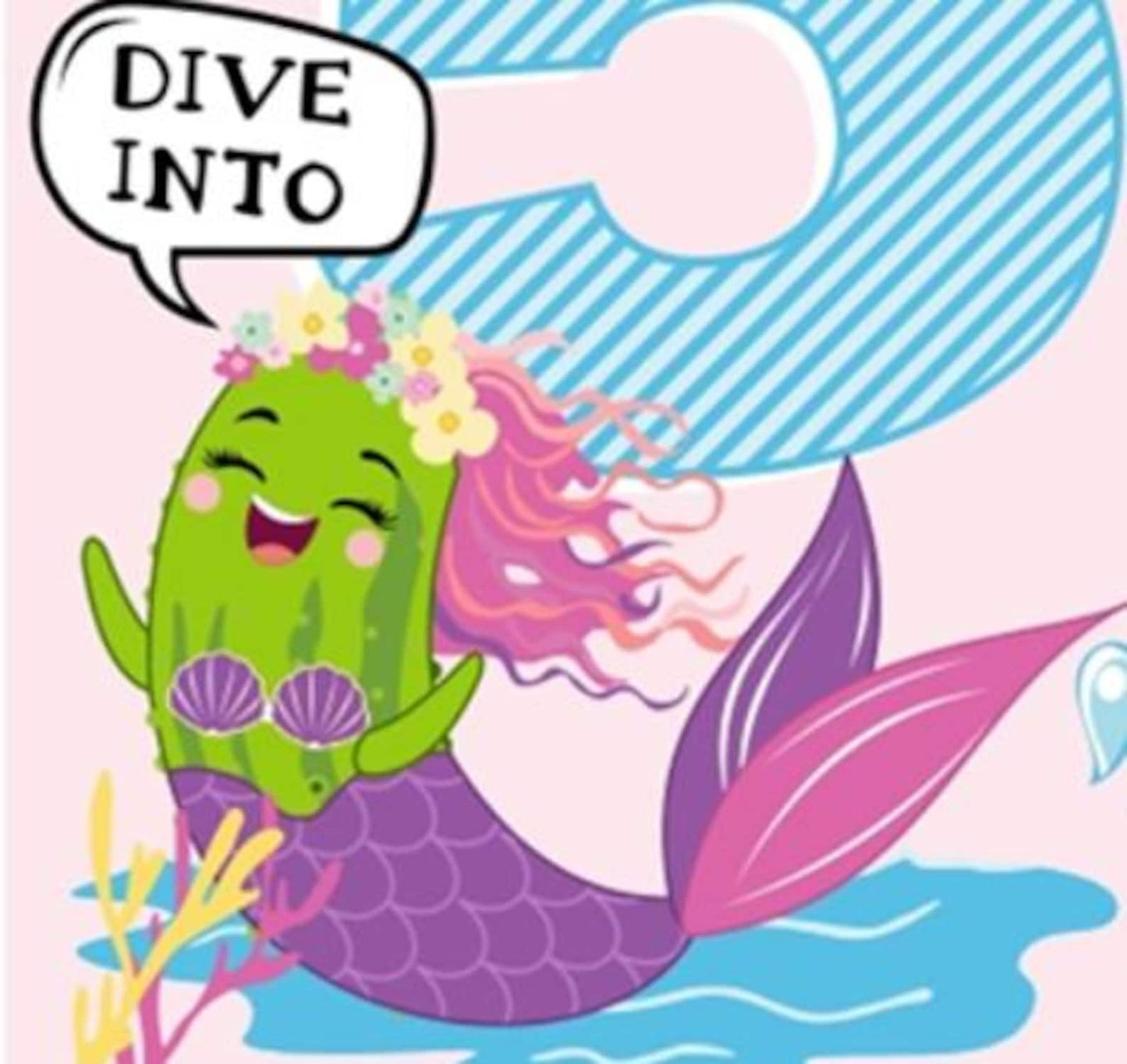 Dive Into 5 Birthday Card - Mermaid Pickle
