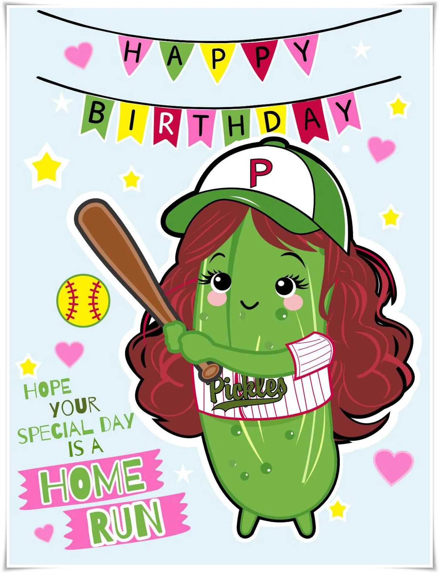 Softball Girl Birthday Card