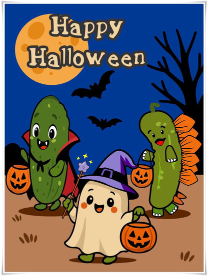 Vampire, Ghost, T-Rex Happy Halloween Card