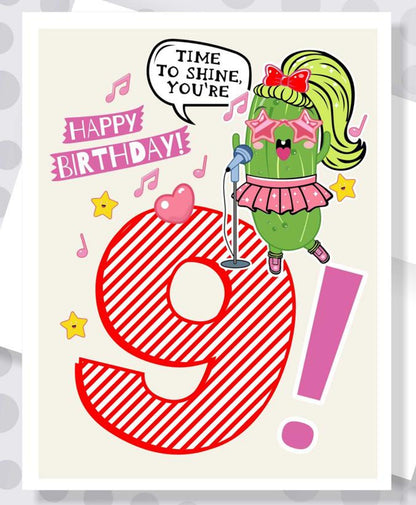 Little Pickles # 9 Birthday Card - Girl Pickle