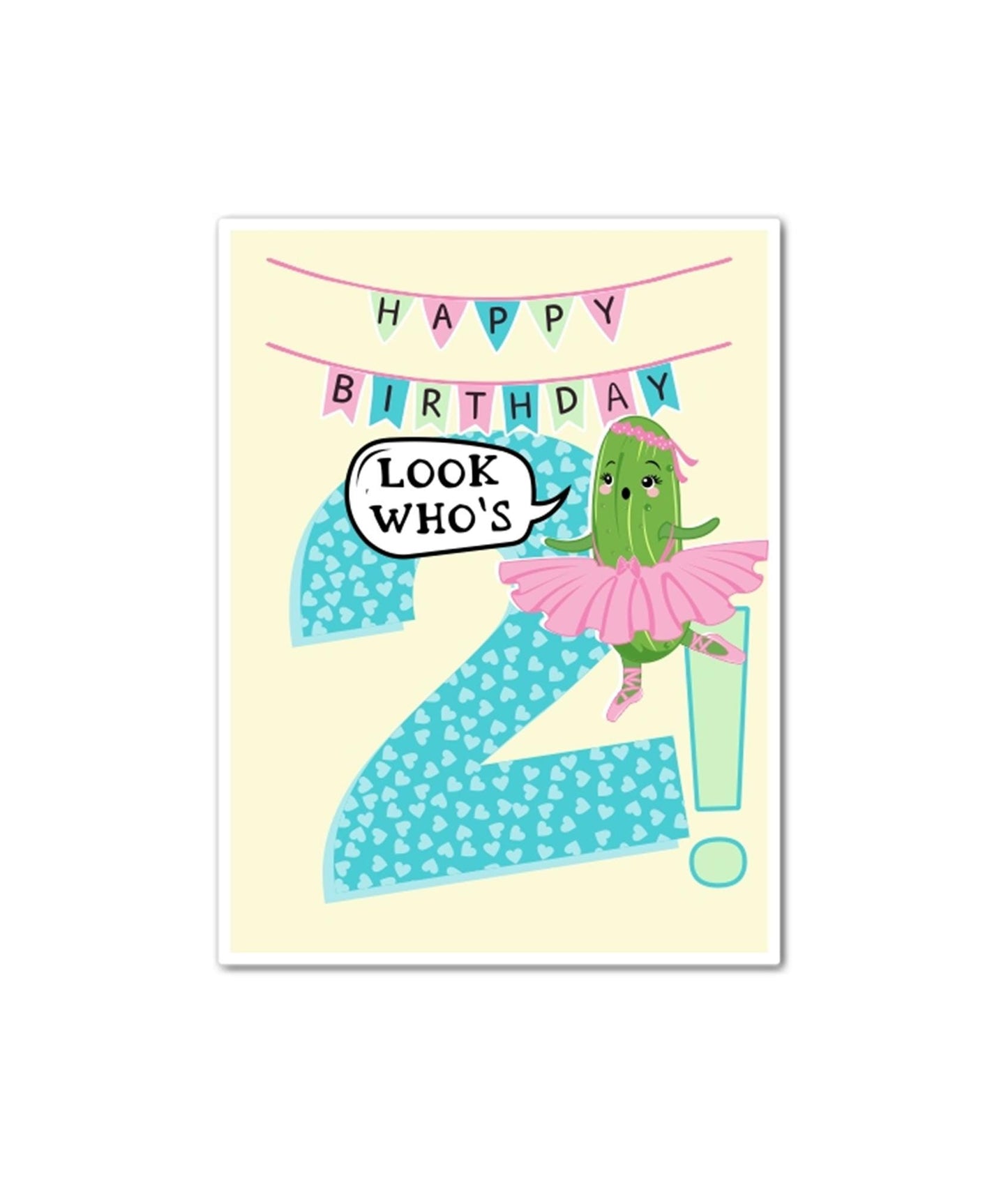 Look Who's 2 Birthday Card - Ballerina Pickle