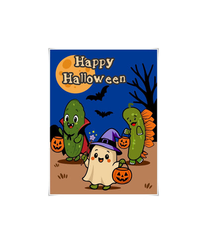 Vampire, Ghost, T-Rex Happy Halloween Card