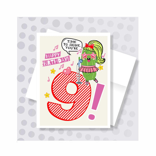 Little Pickles # 9 Birthday Card - Girl Pickle