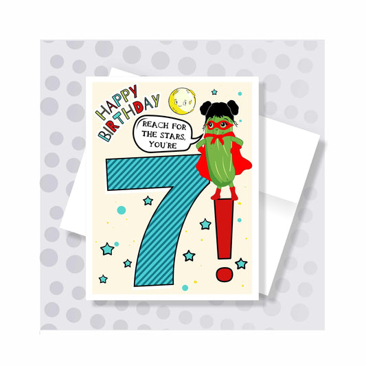 Little Pickles # 7 Birthday Card - Girl Pickle