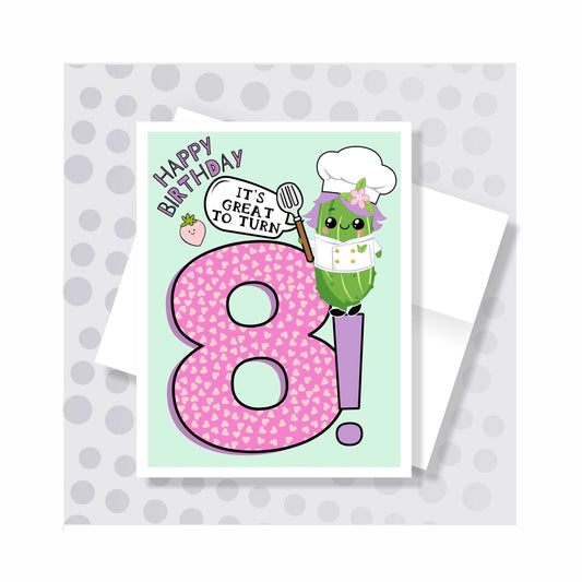 Little Pickles # 8 Birthday Card - Girl Pickle