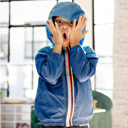 Blue Colorblock Magnetic Windbreaker