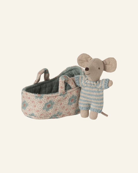 Baby Mouse in Carry Cot, Blue