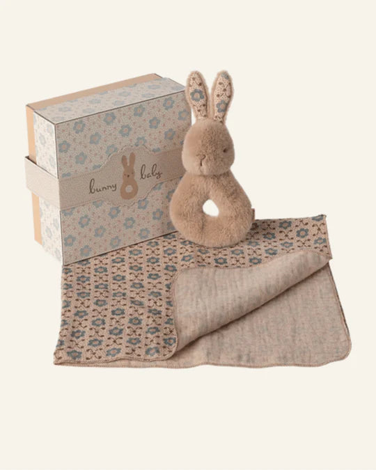 Rabbit Rattle Set - Cream Peach