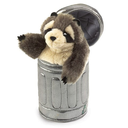 Raccoon in a Garbage Can Hand Puppet - Little Pickles Toy Store
