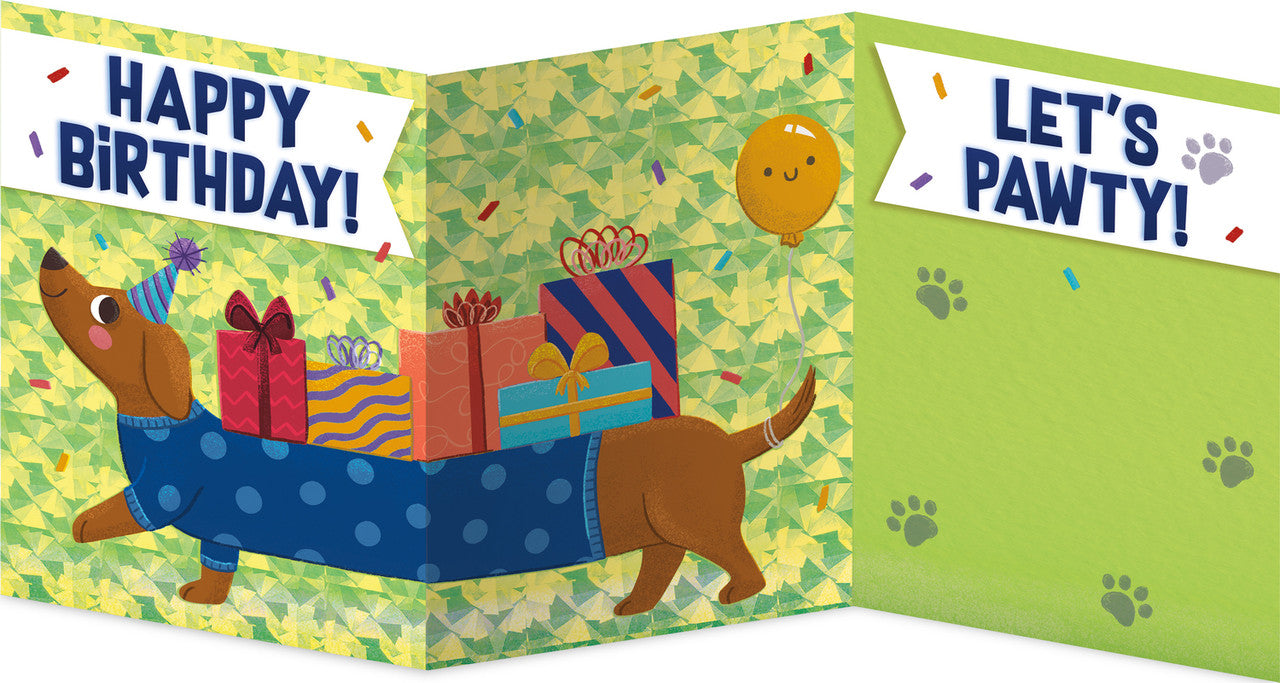 Trifold Card Weiner Dog With Gifts