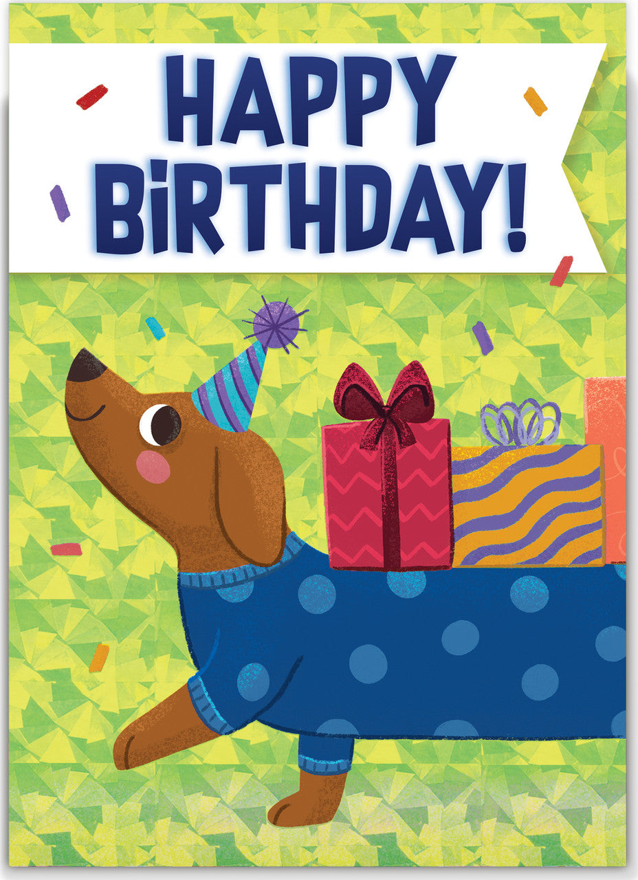 Trifold Card Weiner Dog With Gifts