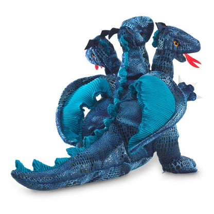 Blue Three-Headed Dragon Hand Puppet - Little Pickles Toy Store