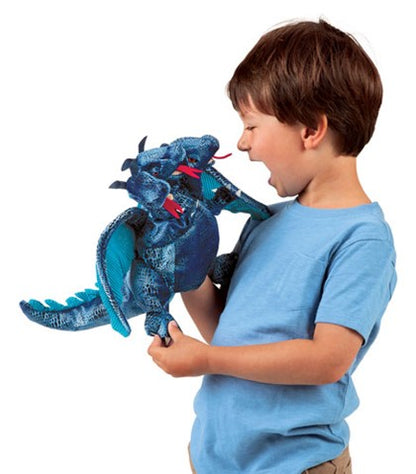 Blue Three-Headed Dragon Hand Puppet - Little Pickles Toy Store