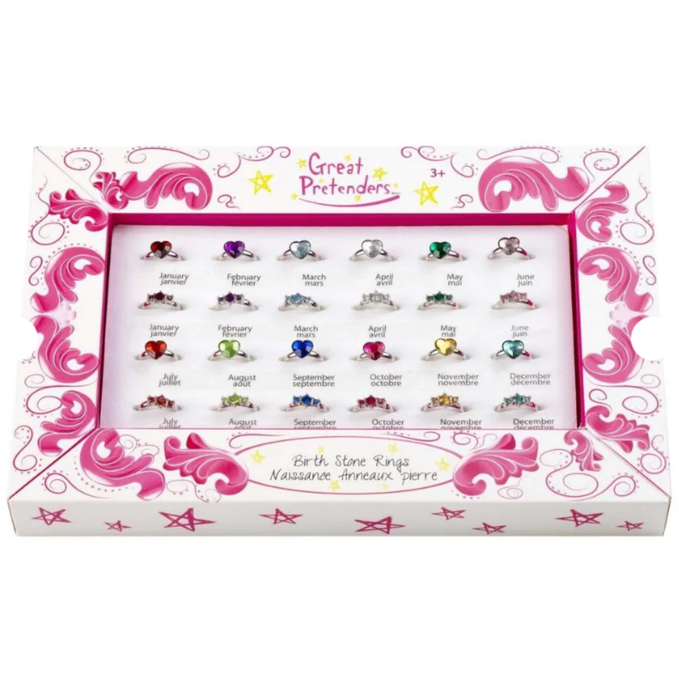 Kid's Adjustable Birthstone Ring - Center Stone with Baguettes