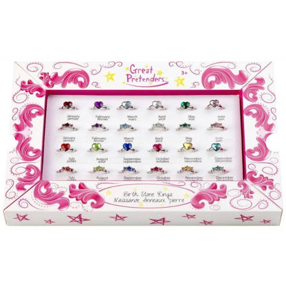 Kid's Adjustable Birthstone Ring - Center Stone with Baguettes